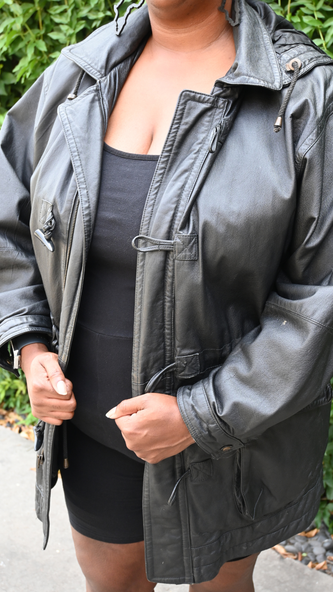 Sadie Hooded Leather Jacket